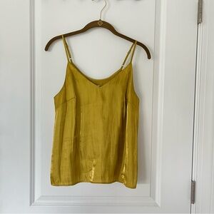 A New Day Women’s XS Yellow Gold Satin Tank Lined V Neck